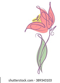 Drawing vector graphics with floral pattern for design. Floral flower natural design. Graphic, sketch drawing. lily, tulip.