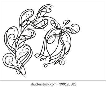 Drawing vector graphics with floral pattern for design. Floral flower natural design. Graphic, sketch drawing. lily, tulip.
