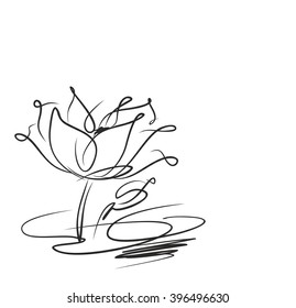 Drawing vector graphics with floral pattern for design. Floral flower natural design. Graphic, sketch drawing.  