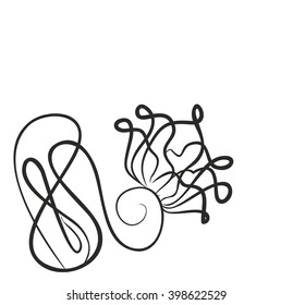 Drawing vector graphics with floral pattern for design. Floral flower natural design. Graphic, sketch drawing. lily, tulip.