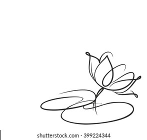 Drawing vector graphics with floral pattern for design. Floral flower natural design. Graphic, sketch drawing.  Religion, symbol, lotus, water lily, lily,  