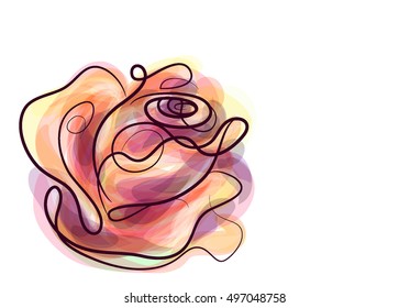 Drawing vector graphics with floral pattern for design. Floral flower natural design. Graphic, sketch drawing.Rose