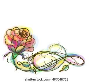Drawing vector graphics with floral pattern for design. Floral flower natural design. Graphic, sketch drawing.Rose