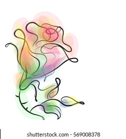 Drawing vector graphics with floral pattern for design. Floral flower natural design. Graphic, sketch drawing