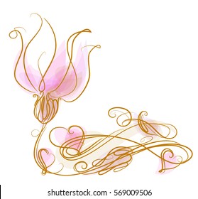 Drawing vector graphics with floral pattern for design. Floral flower natural design. Graphic, sketch drawing