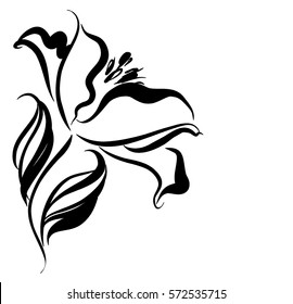 Drawing vector graphics with floral pattern for design. Floral flower natural design. Graphic, sketch drawing. lily, tulip.


