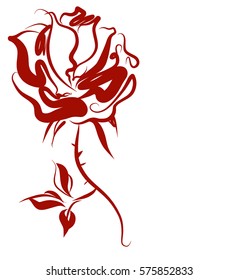 Drawing vector graphics with floral pattern for design. Floral flower natural design. Graphic, sketch drawing.  rose