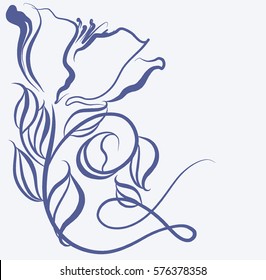 Drawing vector graphics with floral pattern for design. Floral flower natural design. Graphic, sketch drawing. lily, tulip.