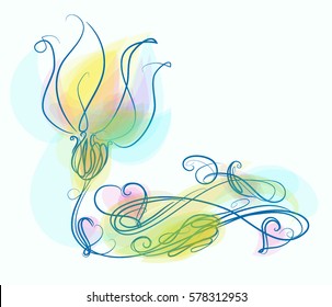 
Drawing vector graphics with floral pattern for design.Flower natural design. Graphic, sketch drawing. lily, tulip.

