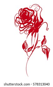 Drawing vector graphics with floral pattern for design. Floral flower natural design. Graphic, sketch drawing.  rose