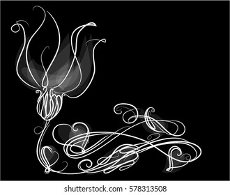 
Drawing vector graphics with floral pattern for design. Floral flower natural design. Graphic, sketch drawing. lily, tulip.

