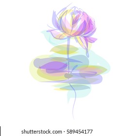 Drawing vector graphics with floral pattern for design. Floral flower natural design. Graphic, sketch drawing. lily, lotus, water lily