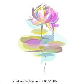 Drawing vector graphics with floral pattern for design. Floral flower natural design. Graphic, sketch drawing. lily, lotus, water lily