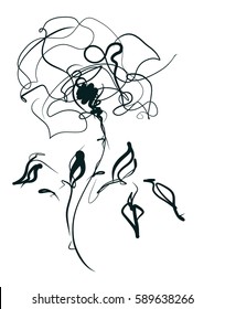 Drawing vector graphics with floral pattern for design. Floral flower natural design. Graphic, sketch drawing.  rose
