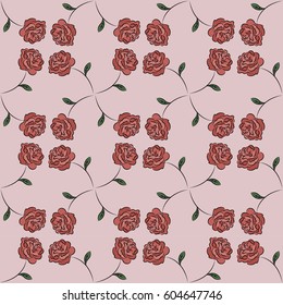 Drawing vector graphics with floral pattern. Seamless background. Floral flower natural design. Graphic, sketch drawing. Rose