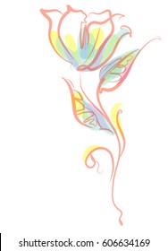 Drawing vector graphics with floral pattern for design. Floral flower natural design. Graphic, sketch drawing. lily, tulip.