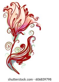 Drawing vector graphics with floral pattern for design. Floral flower natural design. Graphic, sketch drawing. lily, tulip.