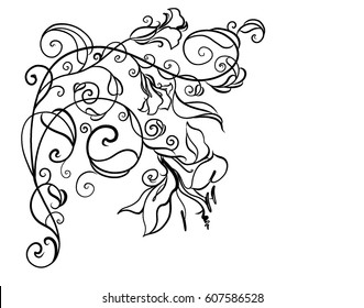 Drawing vector graphics with floral pattern for design. Floral flower natural design. Graphic, sketch drawing. lily, tulip.