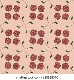 Drawing vector graphics with floral pattern. Seamless background. Floral flower natural design. Graphic, sketch drawing. Rose