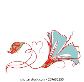 Drawing vector graphics with floral patterns with  tulips for design. Floral flower natural design. Graphic, sketch drawing.
