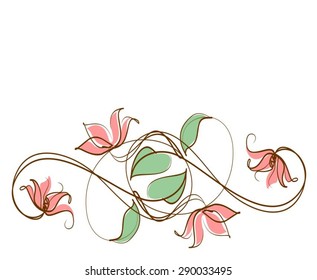 Drawing vector graphics with floral patterns with   tulips for design. Floral flower natural design. Graphic, sketch drawing.