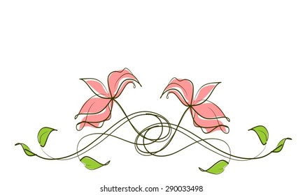 Drawing vector graphics with floral patterns with   tulips for design. Floral flower natural design. Graphic, sketch drawing.