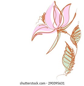 Drawing vector graphics with floral patterns with   tulips for design. Floral flower natural design. Graphic, sketch drawing.