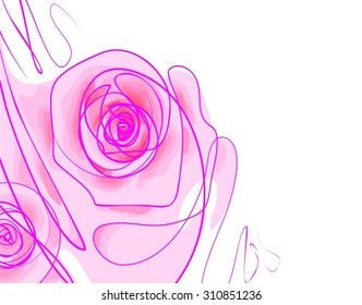 Drawing vector graphics with floral patterns with roses for design. Floral flower natural design. Graphic, sketch drawing. rose 