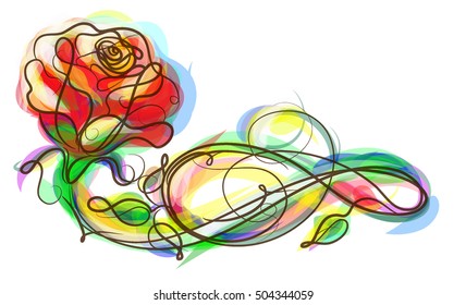 Drawing vector graphics with floral patterns with roses for design. Floral flower natural design. Graphic, sketch drawing. rose

