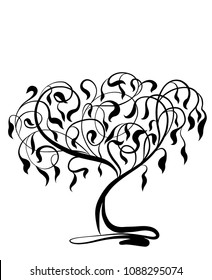 Drawing vector graphics with  tree pattern for design.   natural design. Graphic, sketch drawing.   logotype