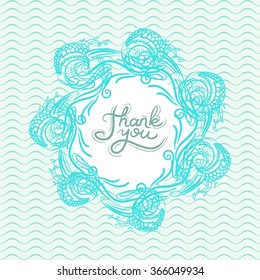 Drawing vector greeting card with waves