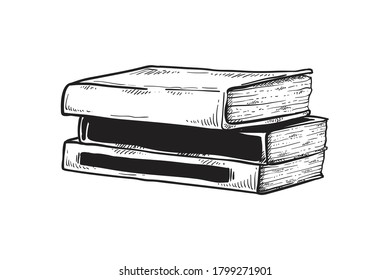 Drawing Vector Illustration old stack of books Hand-drawn vintage style