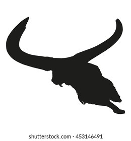 Drawing vector isoalted ancient aurochs - urus - ure skull - bos primigenius silhouette