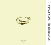 Drawing vector isolated Ozius crab / Black finger crab / Reef crab - ozius