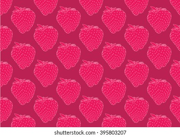 Drawing vector isolated strawberries on dark pink background