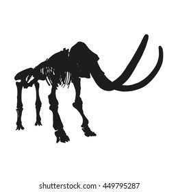 Drawing Vector Isolated Woolly Mammoth Skeleton - Mammuthus Primigenius Silhouette