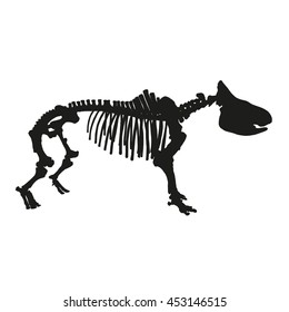 Drawing vector isolated woolly rhinoceros skeleton side view - rhinoceros antiquitatis silhouette
