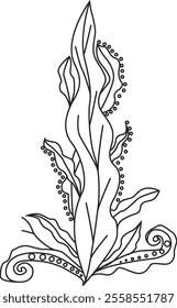 Drawing Vector Line Seaweed Motive