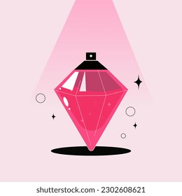 dibujos de productos de perfume vectorial. ... Ilustración de moda de colores. Diseño plano. Todos los elementos están aislados.Dibujo, diseño plano, ilustración vectorial. Perfume de mujer rosa glamoroso. lujoso 	