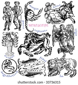 drawing vector picture, astrology signs - horoscope