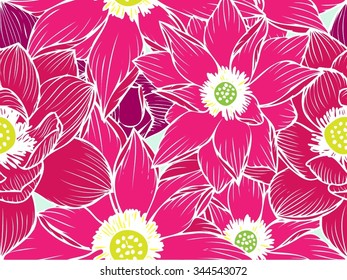 Drawing vector seamless lotus pattern for background and text