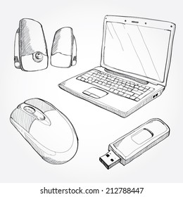 drawing vector Set of computers