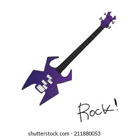 drawing vector set of rock'n roll band equipment. Guitar-bass