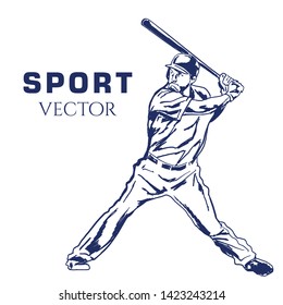 Drawing Vector Sport Baseball Player baseball