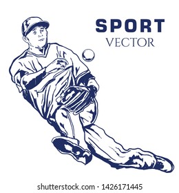 Drawing Vector Sport Baseball Player baseball