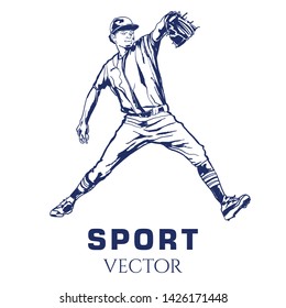 Drawing Vector Sport Baseball Player baseball