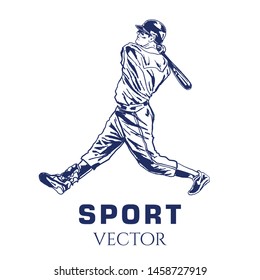 Drawing Vector Sport Baseball Player baseball