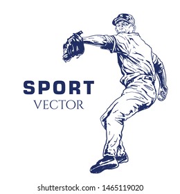 Drawing vector sport baseball player.