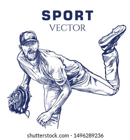 Drawing vector sport baseball player.