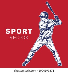 Drawing Vector Sport Baseball Player baseball